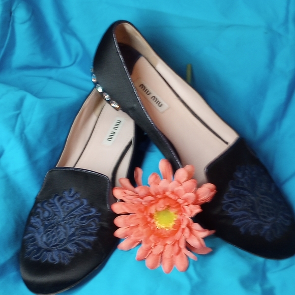 Miu Miu Shoes - Miu Miu Shoes Black satin slippers 9
